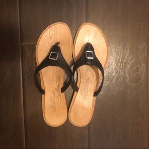 Black Leather Strap Sandals